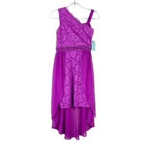 Tween Diva Girls Magenta Lace High Low Dress NEW w Tag Size 16 Dance Wedding